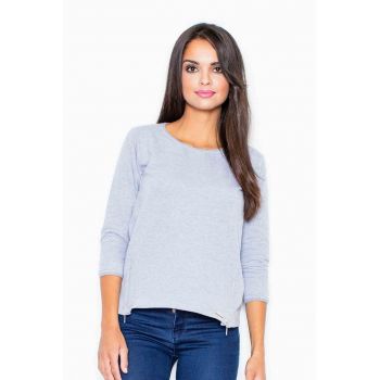 Bluza dama -  Fermoare - Poliester/Elastan - Gri albastrui