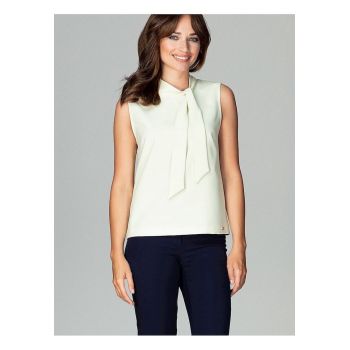 Bluza dama -  galbena - fara maneci - cravata la gat - poliester