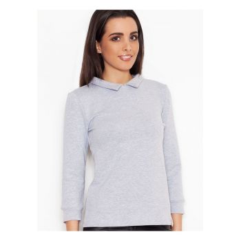 Bluza dama  guler - maneci 3/4 - gri - bumbac 95% elastan 5%