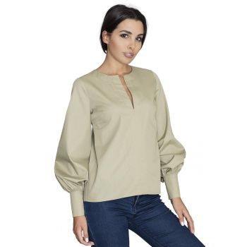 Bluza dama  M561 - maneci bufante - verde maslina - bumbac-poliester