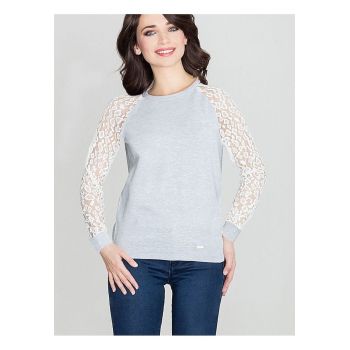 Bluza dama -  maneci dantela - gri - bumbac
