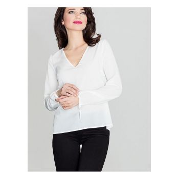 Bluza dama -  maneci lungi - decolteu mic - bej - poliester
