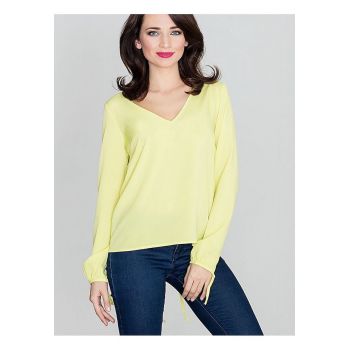 Bluza dama -  maneci lungi - decolteu mic - galben - poliester