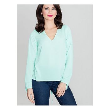 Bluza dama -  maneci lungi - decolteu mic - verde - poliester