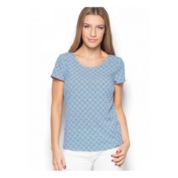 Bluza dama  model geometric - maneci scurte - albastru - textil -