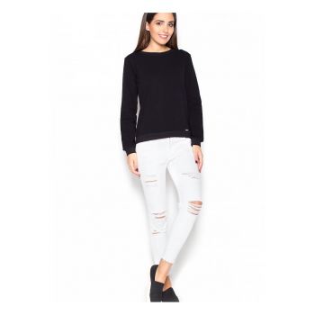 Bluza dama  neagra - bumbac - croiala simpla - fundita decorativa