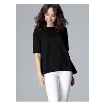 Bluza dama -  neagra - poliester si viscoza - croiala lejera
