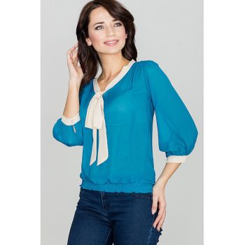 Bluza dama -  Poliester - Albastru/Alb -