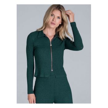 Bluza dama  poliester/viscoza - maneci lungi - cu fermoar - verde