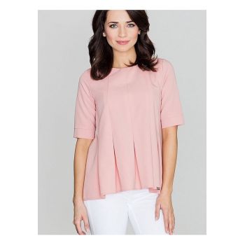 Bluza dama -  roz - poliester - maneci scurte - decolteu rotund