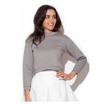 Bluza dama  scurta - maneci lungi - gri - poliester -