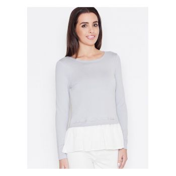 Bluza dama  simpla - cu volan decorativ - gri - viscoza