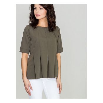 Bluza dama -  verde - poliester si viscoza - maneci scurte - decolteu rotund