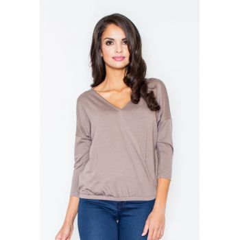 Bluza dama -  Viscoza/Elastan - Decolteu V - Maro -