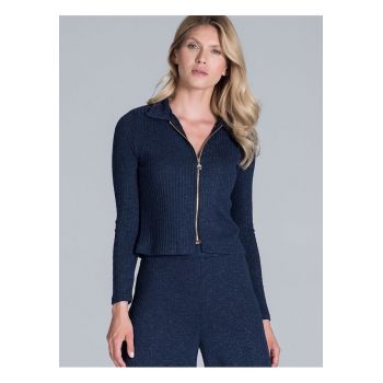 Bluza dama  viscoza/poliester - maneci lungi - cu fermoar - bleumarin -