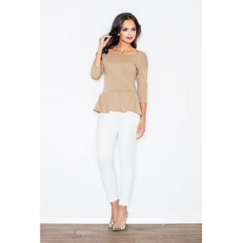 Bluza eleganta dama -  Bumbac/Elastan - Bej - XL -