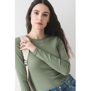 Bluza slim fit cu broderie logo discreta