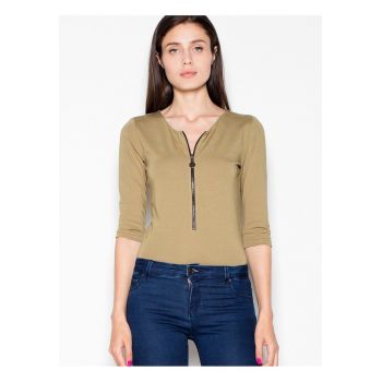 Body  verde - moale - cu maneci 3/4 - din viscoza.