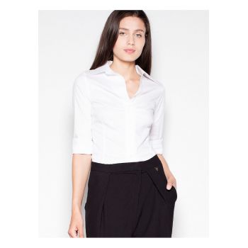 Camasa dama -  alb - bumbac 80% - maneci lungi -