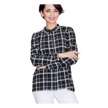Camasa dama -  cu maneci lungi - neagra - poliester.
