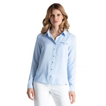 Camasa de dama  M581 - eleganta - albastra - din viscoza - cu maneci lungi
