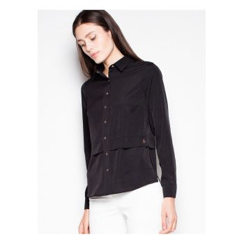 Camasa eleganta  neagra - cu guler - din viscoza