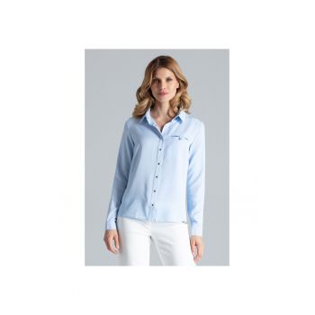 Camasa eleganta pentru femei -  model M581 - albastra - viscoza - maneci lungi -