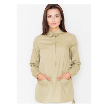 Camasa pentru dama  maneci 3/4 - bumbac - bej -