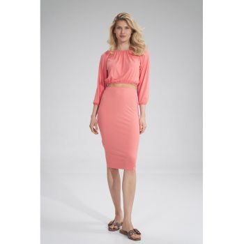 Fusta midi  viscoza - roz -