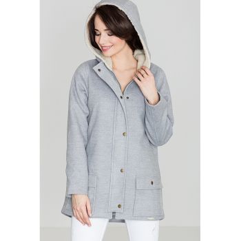 Geaca dama  K306 - gri - poliester - maneci lungi - design simplu -
