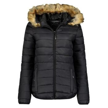 Geaca de dama  neagra - poliamida - cu puf sintetic - cu gluga detasabila -