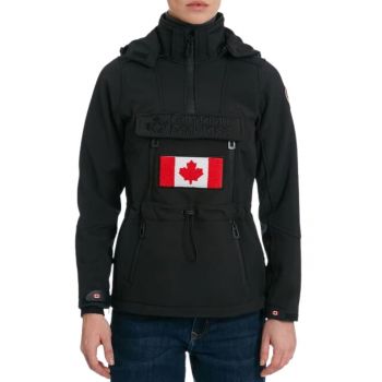 Geaca softshell pentru femei  Toka - poliester/elastan - neagra - impermeabila - cu gluga detasabila -