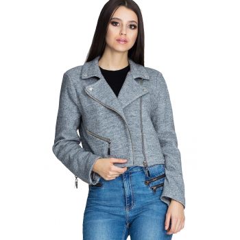 Jacheta dama M607 -  Poliester/Lana - Gri