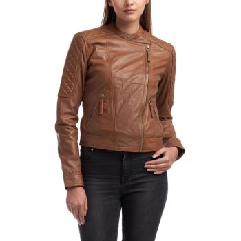 Jacheta dama  piele naturala - maro -