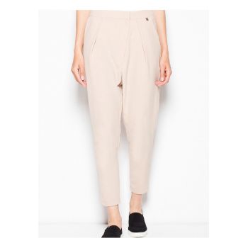 Pantaloni dama  conici - confortabili - bej - poliester