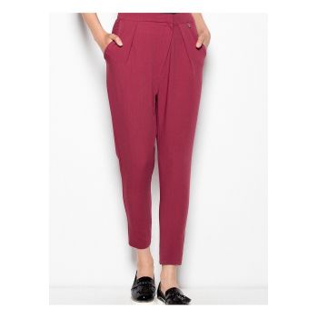 Pantaloni dama  conici - confortabili - rosii - poliester -