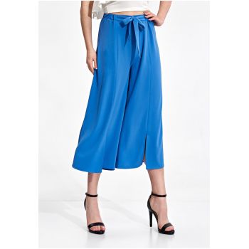 Pantaloni dama -  eleganti - albastru - poliester