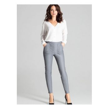 Pantaloni dama -  gri - banda elastica - buzunare mari