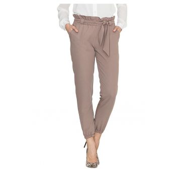 Pantaloni dama -  K296 - culoare maro - poliester/elastan/viscoza -