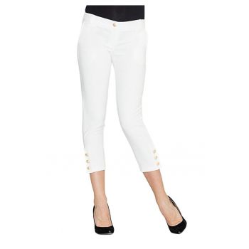 Pantaloni dama -  K372 - ecru - poliester - elastan - viscoza