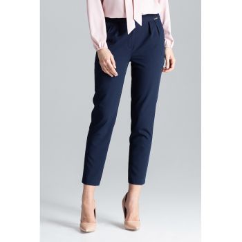 Pantaloni dama  L028 - bleumarin - poliester/vascoza - design simplu - lungi -