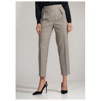 Pantaloni dama  largi - talie inalta - carouri - poliester/nylon