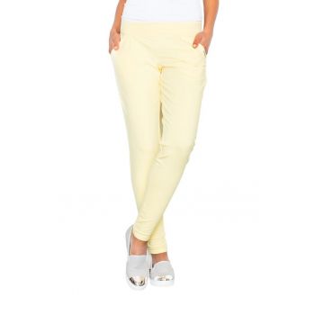 Pantaloni dama -  M305 - galben - bumbac/poliester -