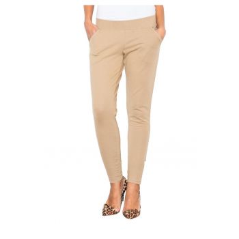 Pantaloni dama  M338 - cu buzunare - bej - poliester/elastan