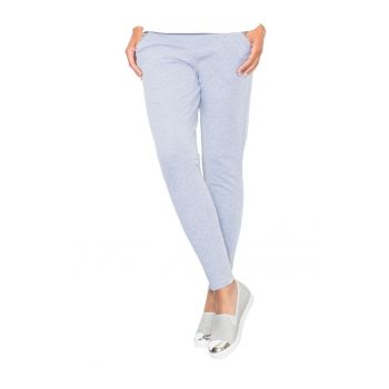 Pantaloni dama  M338 - gri - elastici - cu buzunare - poliester/elastan -