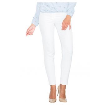 Pantaloni dama -  M377 - alb - poliester si elastan