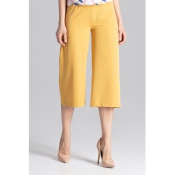 Pantaloni dama  M655 - talie inalta - poliester - viscoza - galben