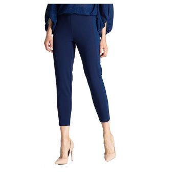 Pantaloni dama  M689 - albastru - eleganti - talie inalta - poliester/elastan