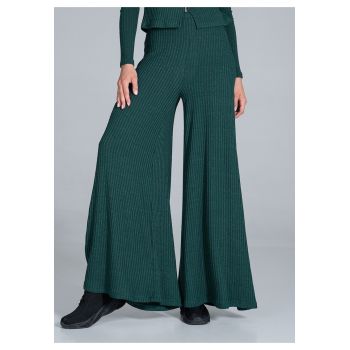 Pantaloni dama  M820 - largi - cu dungi - verde - viscoza/elastan/poliester -