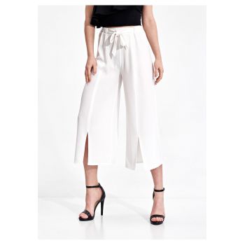 Pantaloni dama  M860 - alb - poliester - croiala lejera - confortabili -